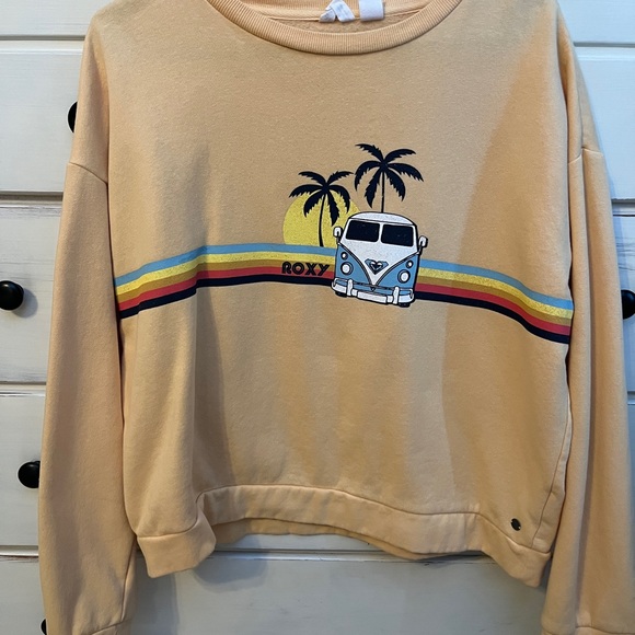 Roxy Tops - Roxy Yellow Sweatshirt with Tropical Van Design